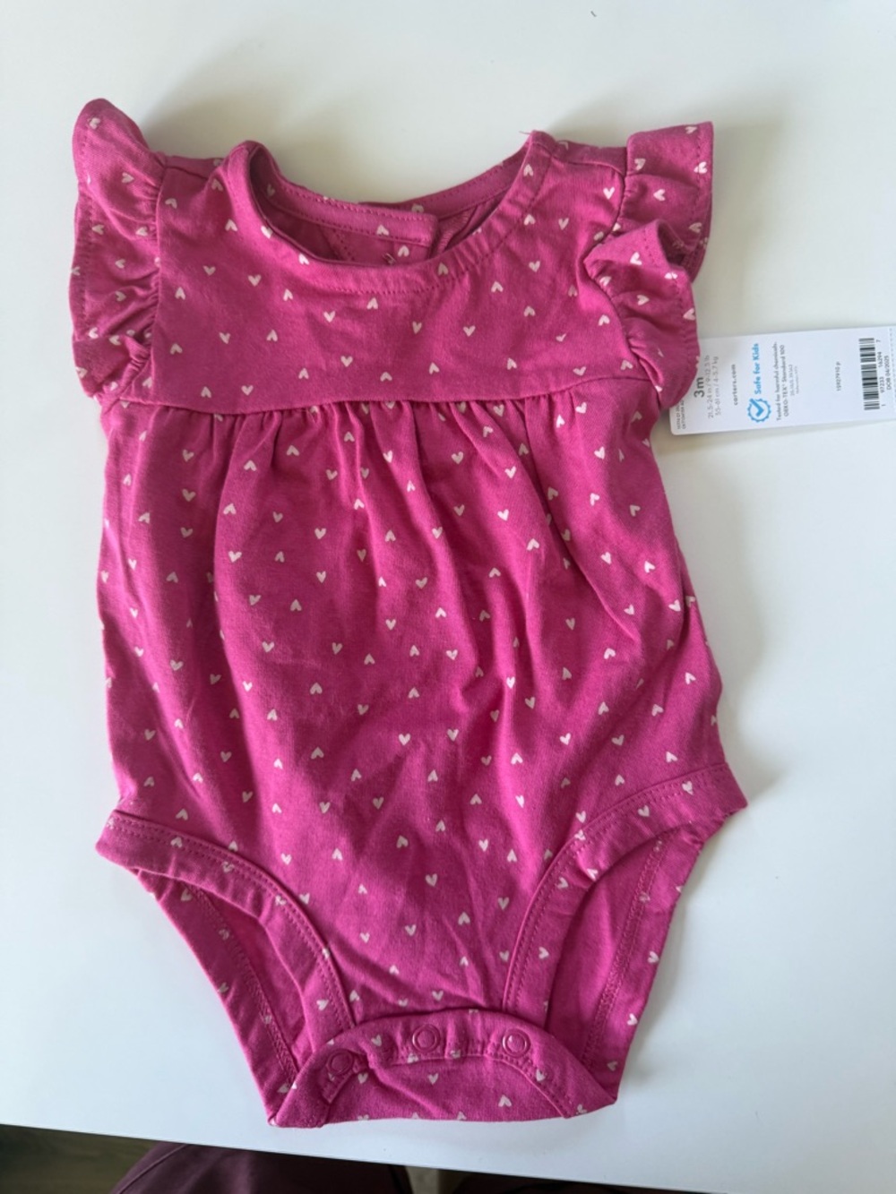 NWT  Carters Heart-Print Ruffled One-Piece Bodysuit